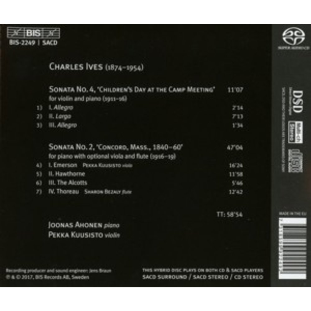 BIS Piano Sonata N  2 'Concord' - Violin Sonata N  4
