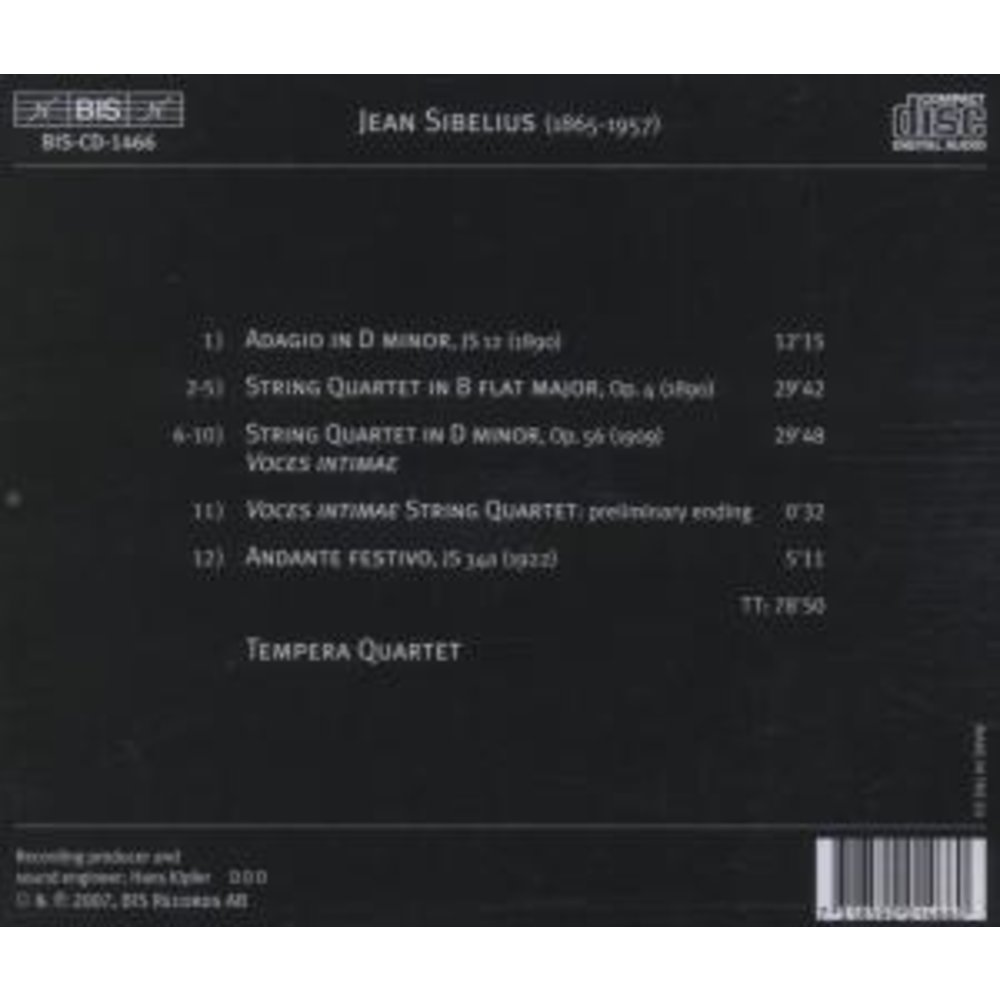 BIS Sibelius- Str.qu 1890-1922