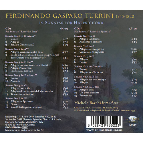 Brilliant Classics Turrini: 12 Sonatas For Harpsichord