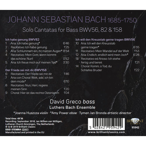 Brilliant Classics J.S. BACH: SOLO CANTATES VOORÂ BASÂ BWV 56, 82 & 158