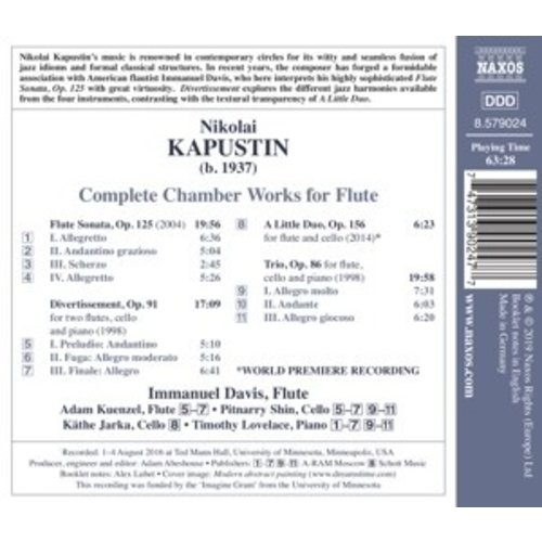 Naxos Kapustin: Complete Chamber Works For Flute