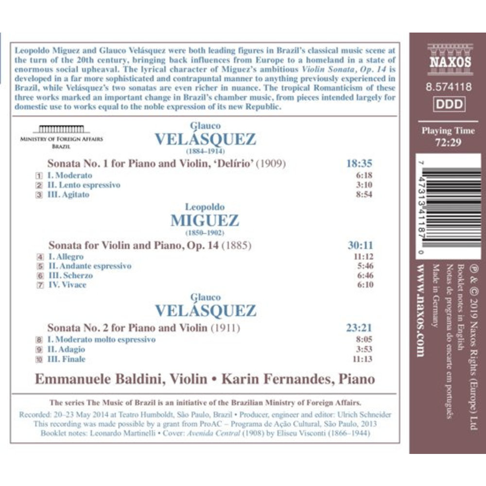 Naxos Sonatas For Violin And Piano