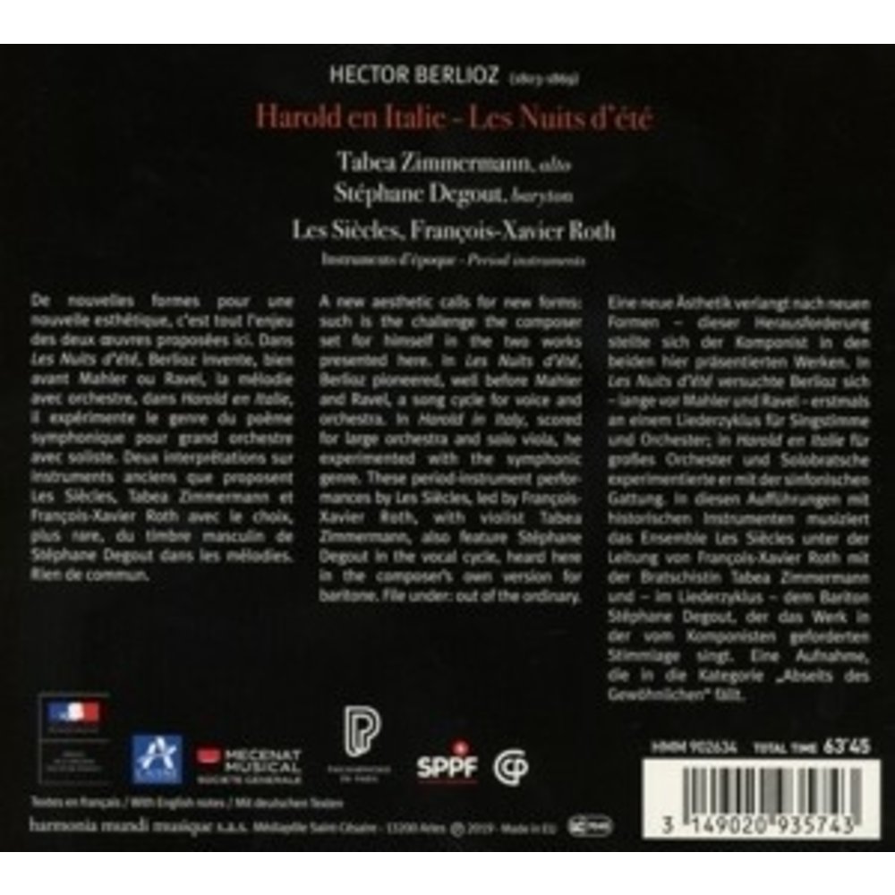 Harmonia Mundi Berlioz Harold En Italie - Les Nuit