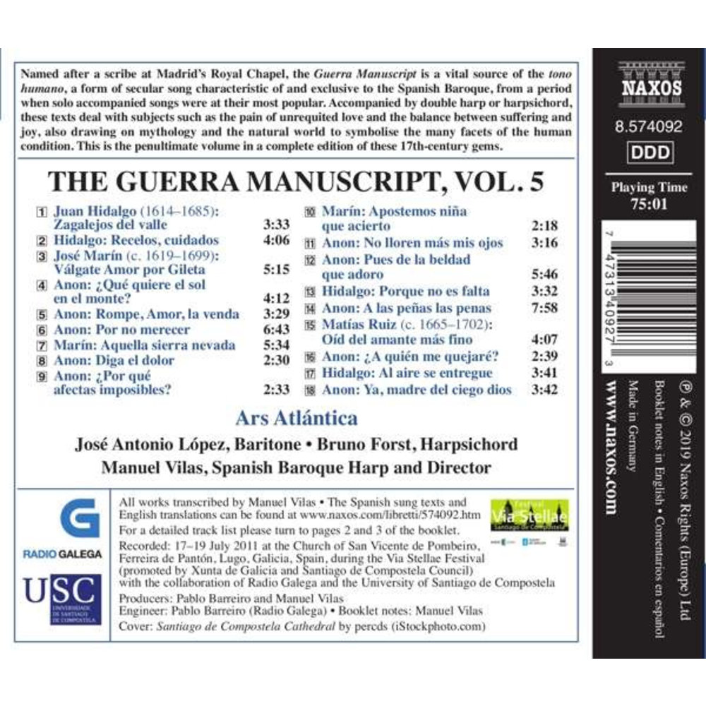 Naxos The Guerra Manuscript, Vol. 5 - 17Th Century Secul