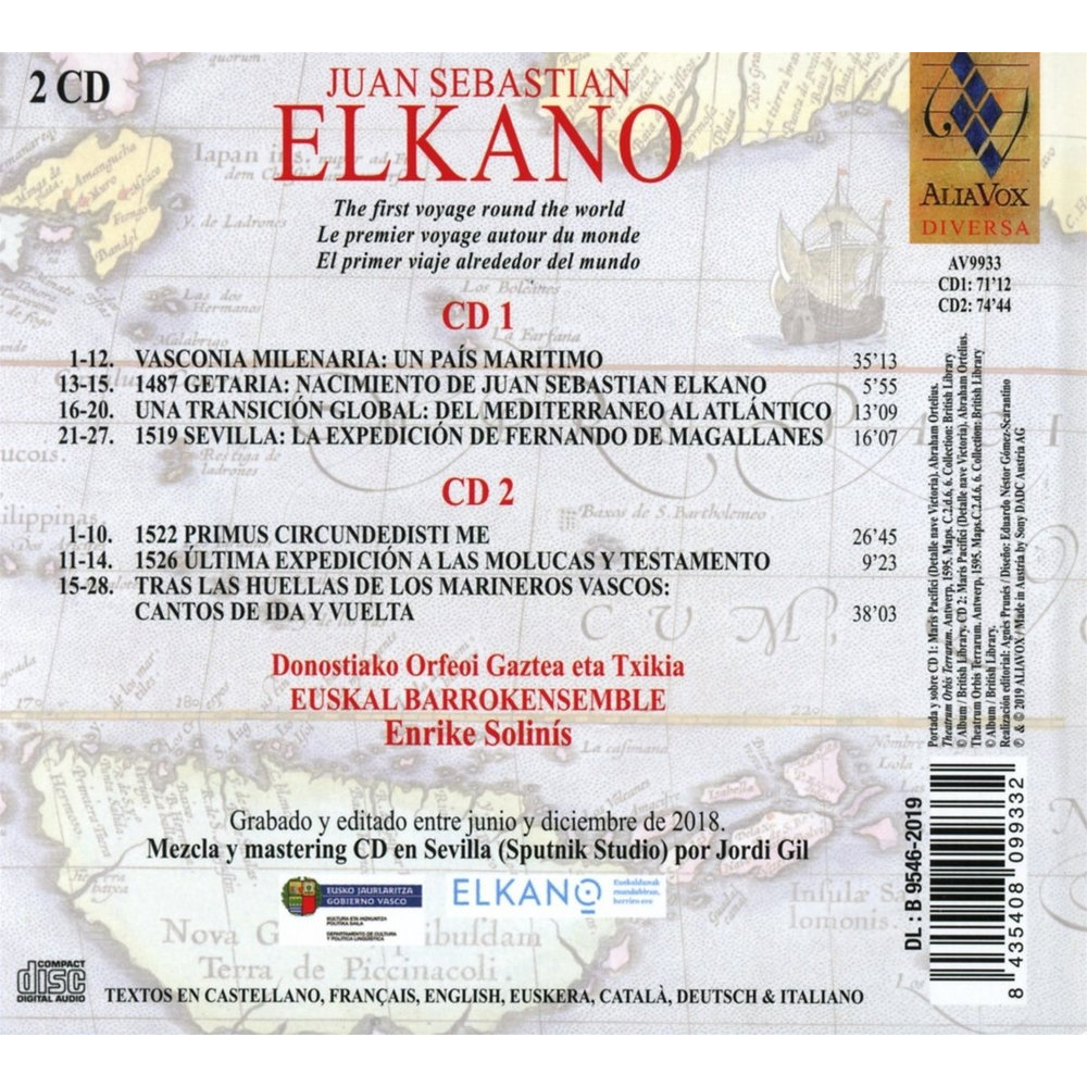 Alia Vox ELKANO: THE FIRST VOYAGE AROUND THE WORLD (2CD)