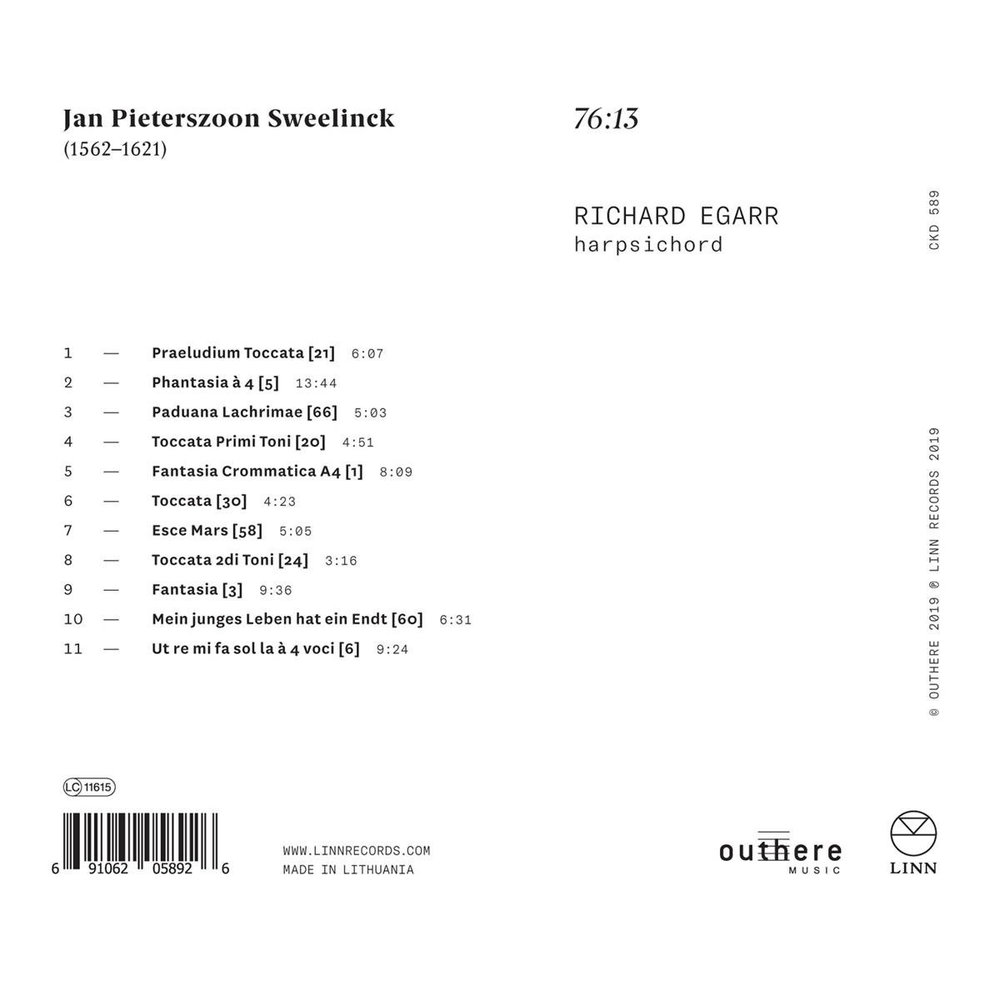 LINN RECORDS Sweelinck: Fantasias, Toccatas & Variations
