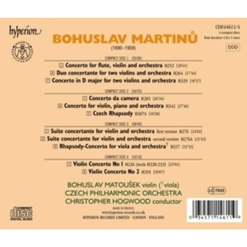 Hyperion Cplte Music For Violin&Orchestra