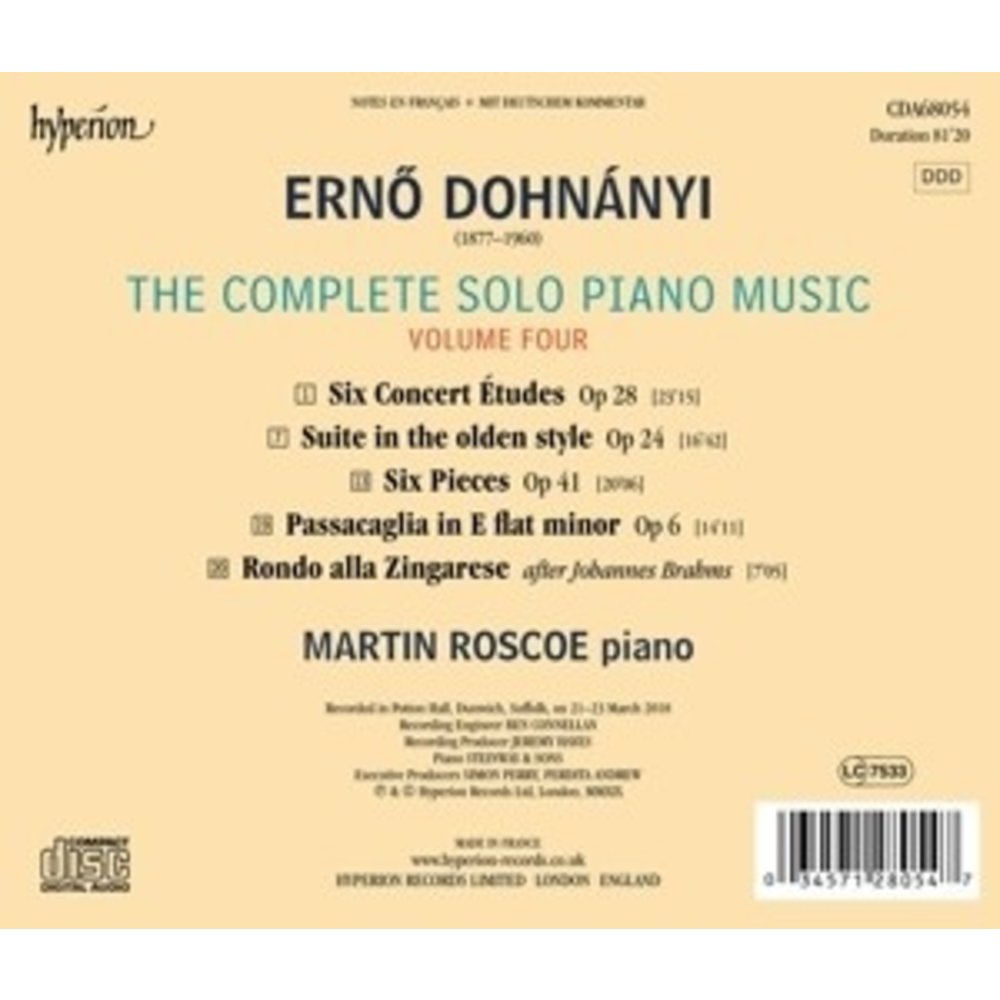 Hyperion Dohnanyi: Complete Piano Music Vol.4