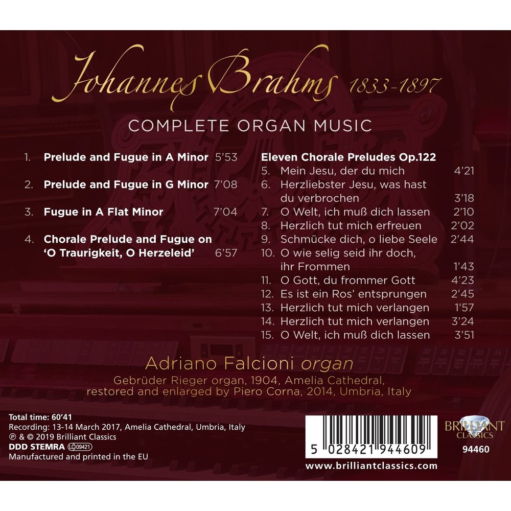 Brilliant Classics Brahms: Complete Organ Music