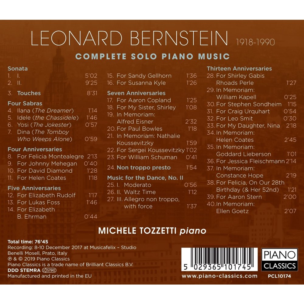 Piano Classics Bernstein: Complete Solo Piano Music