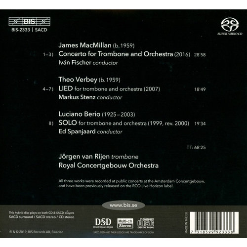 BIS Berio, Macmillan &  Verbey: Trombone Concertos