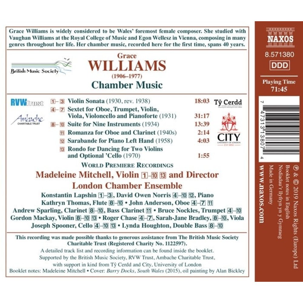 Naxos Grace Williams: Violin Sonata - Sextet - Suite for Nine Instruments