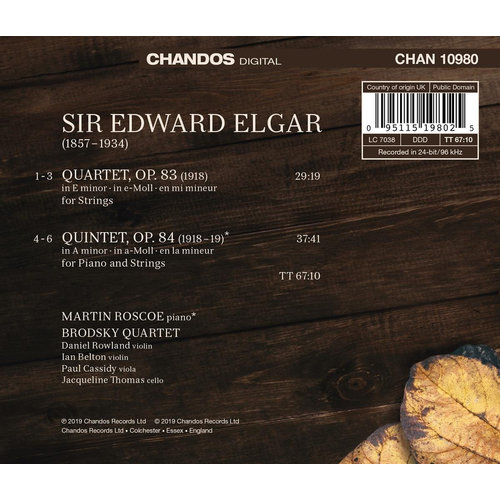CHANDOS Elgar String Quartet Piano Quintet