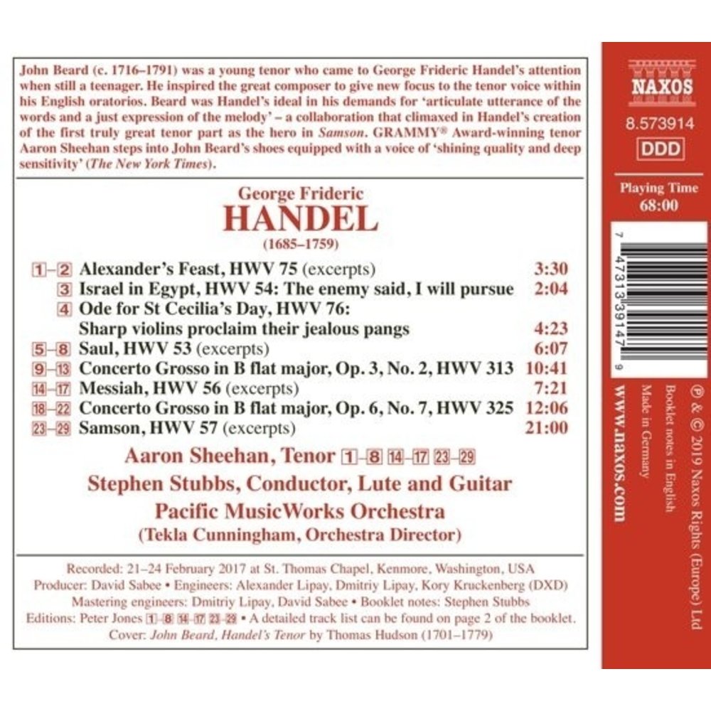 Naxos Handel: Total Eclipse; Music For Handel's Tenor