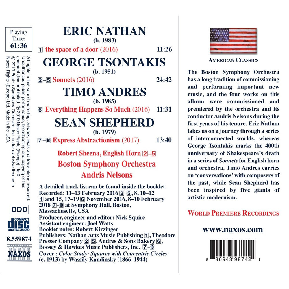 Naxos NATHAN, TSONTAKIS, ANDRES: BOSTON SYMFONIE COMMISSIONS