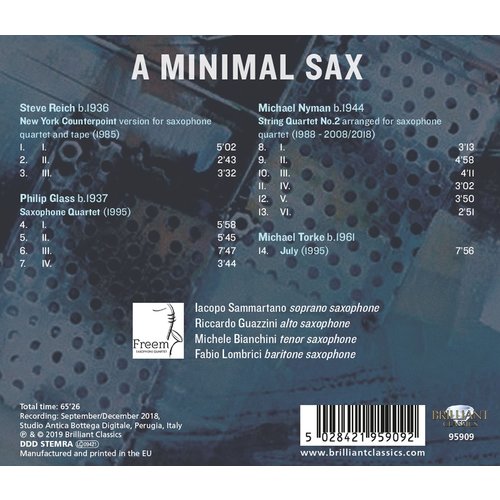 Brilliant Classics A Minimal Sax: Glass, Nyman, Reich,