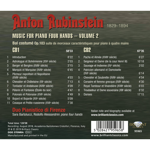 Brilliant Classics Rubinstein: Music For Piano Four Hands, Vol. 2