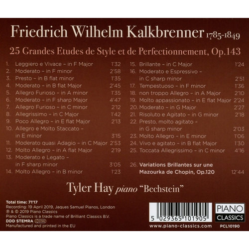 Piano Classics Kalkbrenner: 25 Grandes Etudes De Style Et De Perf