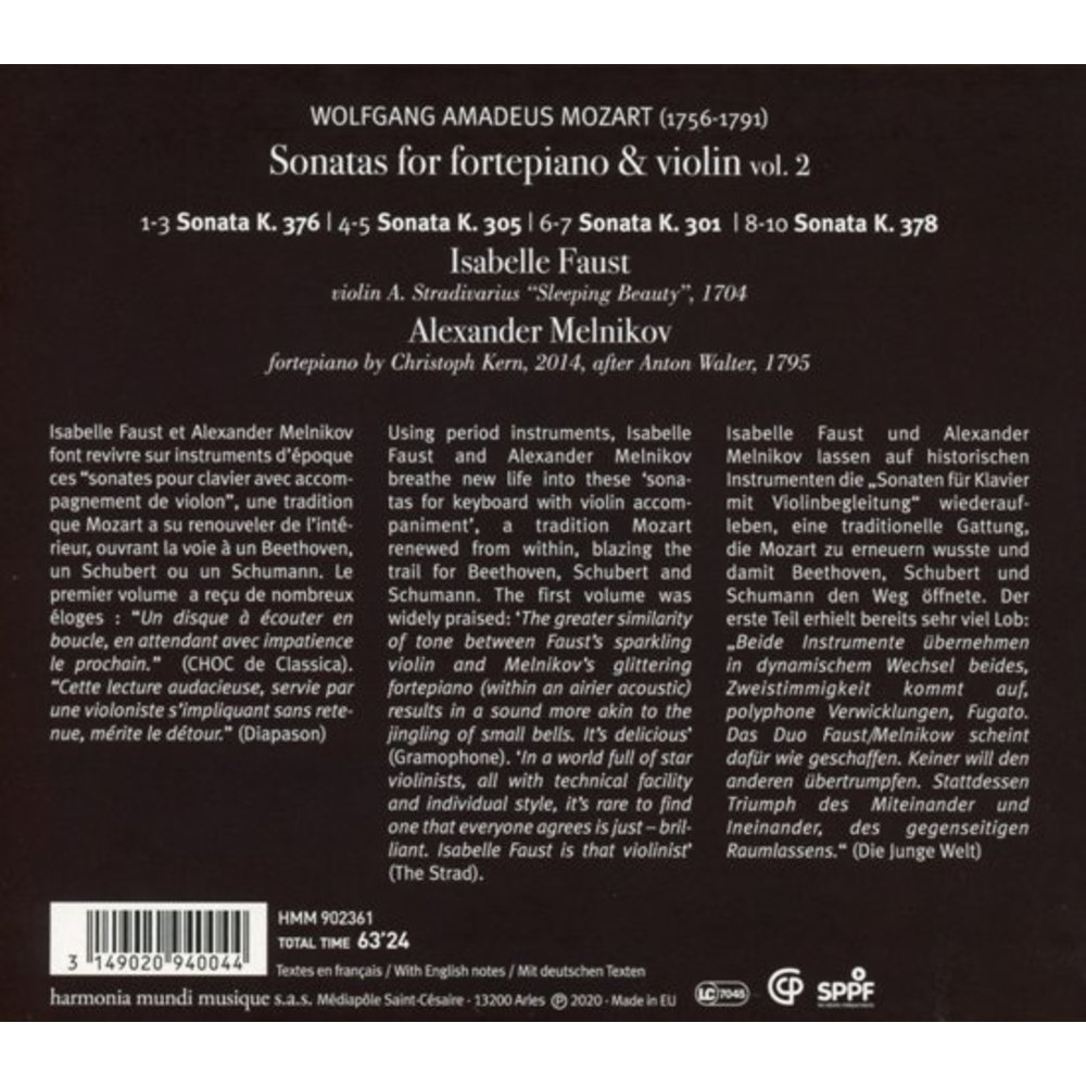 Harmonia Mundi Mozart: Sonatas For Fortepiano & Violin