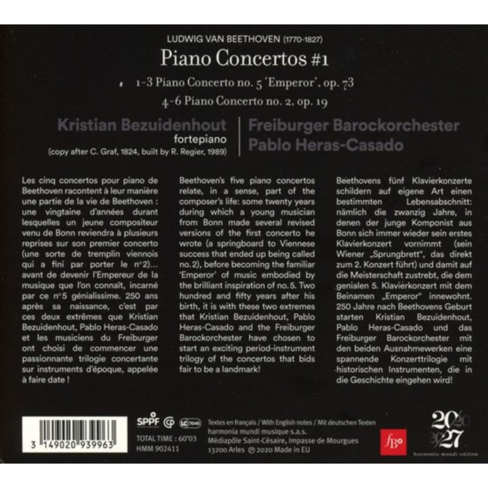 Harmonia Mundi BEETHOVEN: PIANO CONCERTOS VOL.1