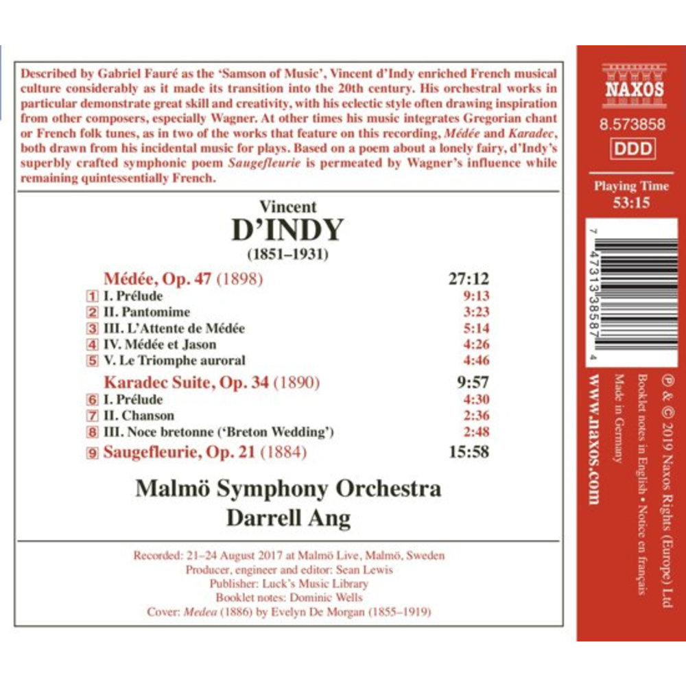 Naxos Vincent d'Indy:	Medee, Karadec Suite, Saugefleuri