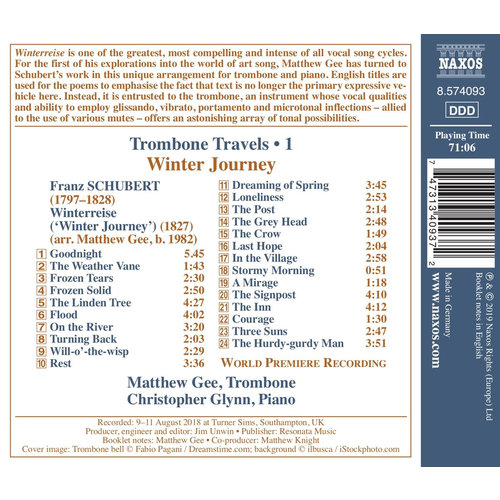 Naxos SCHUBERT: WINTER JOURNEY - TROMBONE TRAVELS, VOL.1