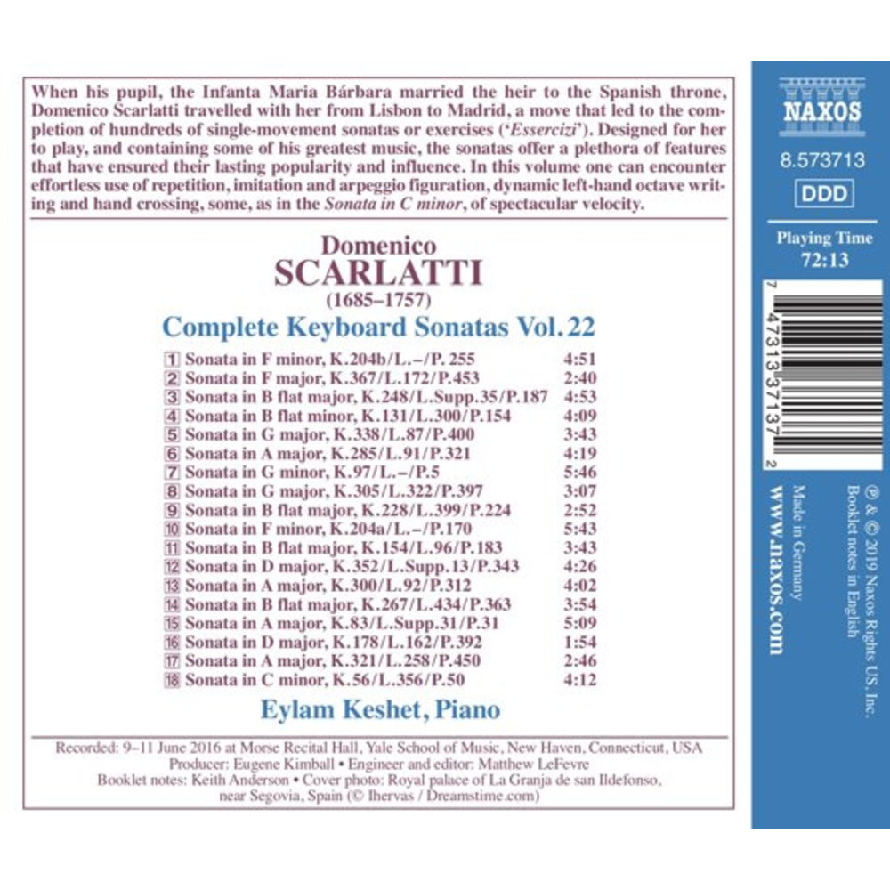 Naxos Domenico Scarlatti: Complete Keyboard Sonatas, Vol. 22