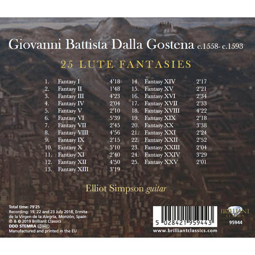 Brilliant Classics Dalla Gostena: 25 Lute Fantasies