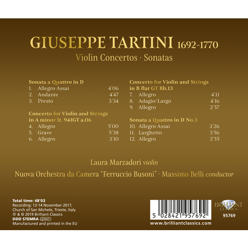 Brilliant Classics Tartini: Violin Concertos, Sonatas