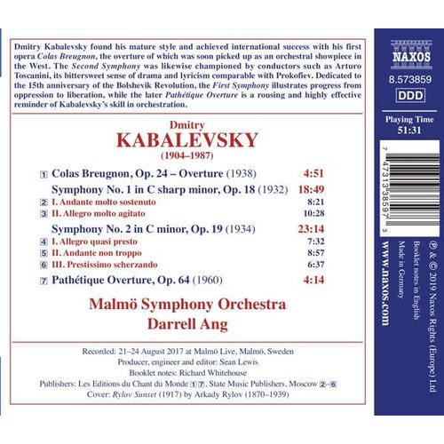 Naxos Kabalevsky: Symphonies Nos. 1 & 2, Ouverture