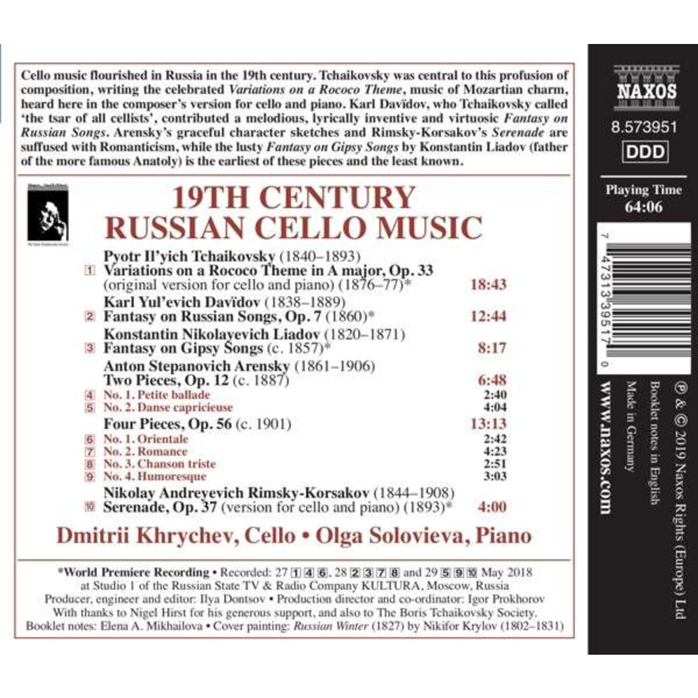 Naxos 19th Century Russian Cello Music