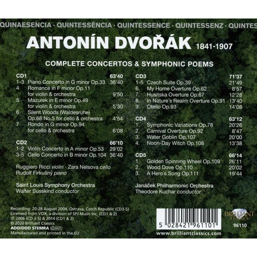 Brilliant Classics Quintessence Dvorak: Complete Concertos & Symphoni