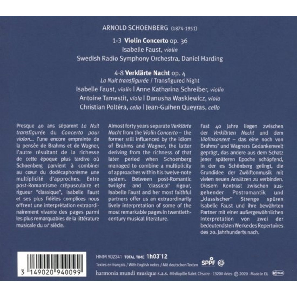 Harmonia Mundi Schoenberg: Violin Concerto - Verklärte nacht