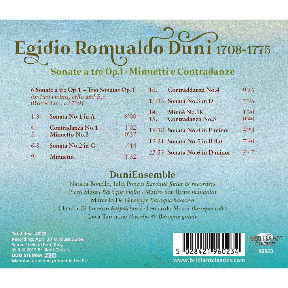 Brilliant Classics Duni: Triosonates Op.1