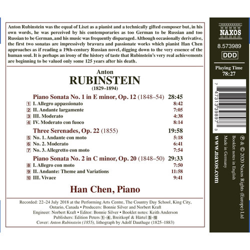 Naxos RUBINSTEIN: Piano Sonatas Nos. 1 And 2