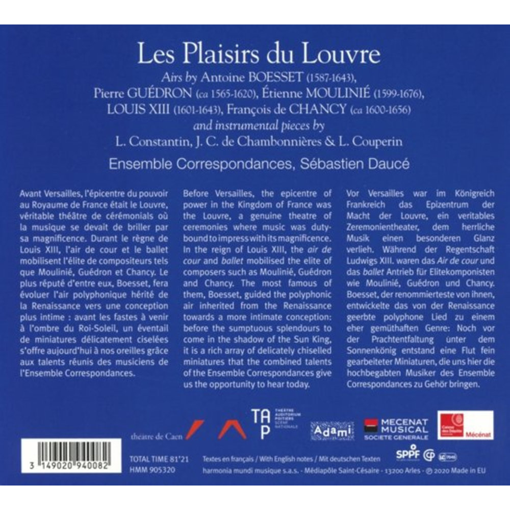 Harmonia Mundi Boesset, Moulinie: Les Plaisirs Du Louvre Airs Pour La