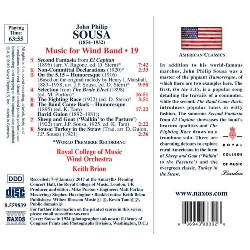 Naxos Sousa: Music For Wind Band, Vol. 19