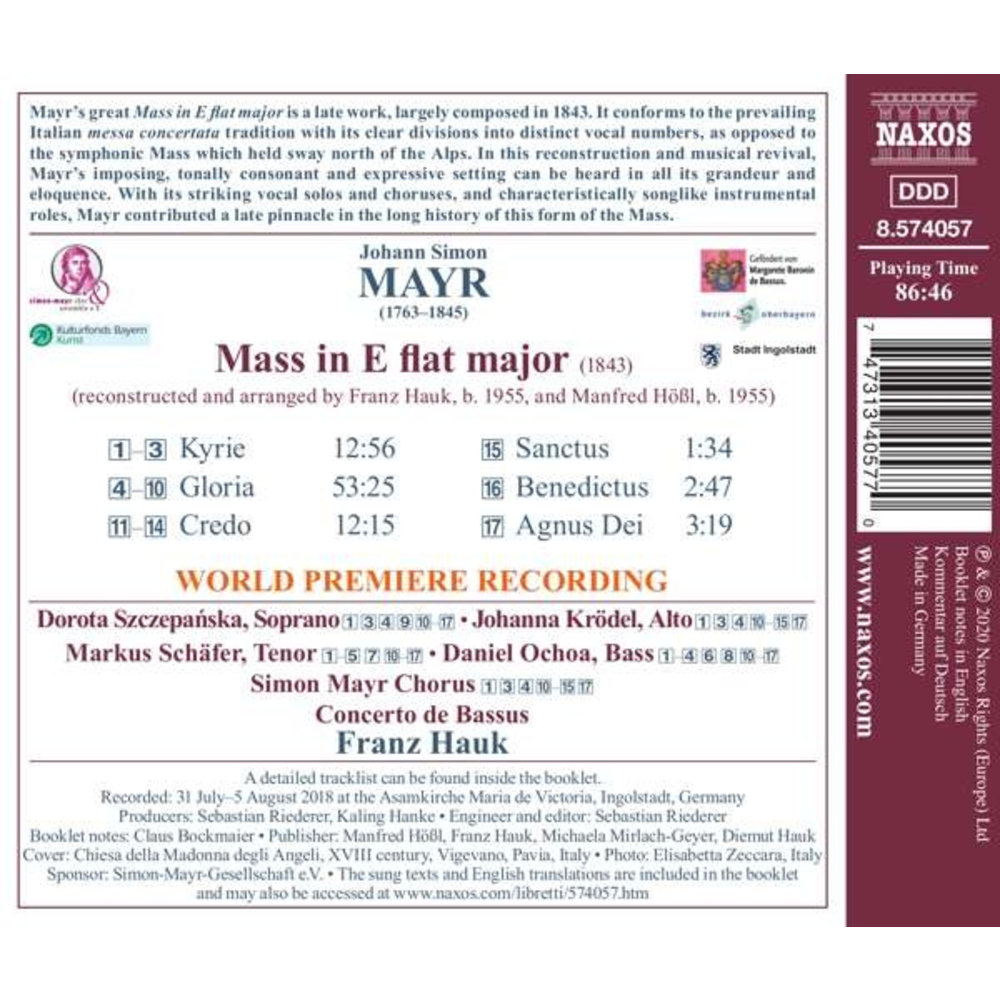 Naxos MAYR: Mass In E Flat Major
