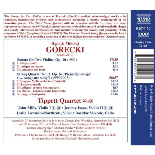 Naxos GORECKI: String Quartet No.3 '.Songs Are Sung'