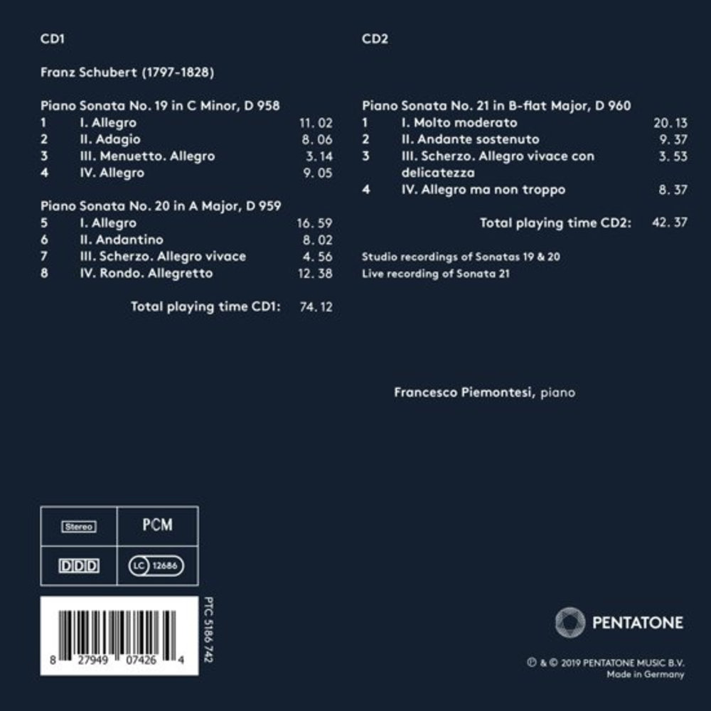 Pentatone Schubert Last Piano Sonatas