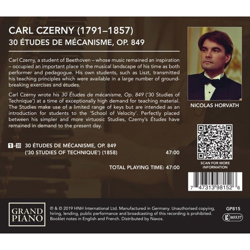 Grand Piano Czerny: 30 Etudes De Mecanisme, Op. 849