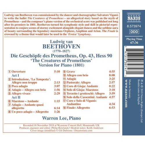 Naxos Beethoven: The Creatures Of Prometheus (versie voor piano)