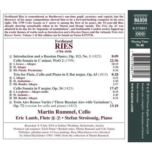 Naxos RIES: Complete Works For Cello, Vol. 2