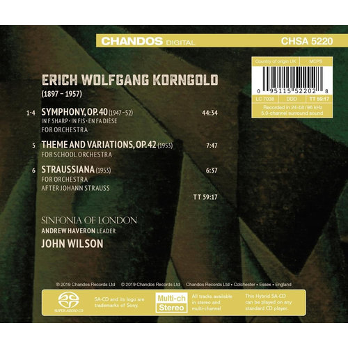 CHANDOS Korngold Symphony In F Sharp / Them