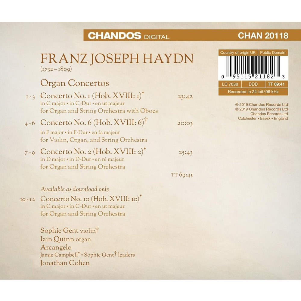 CHANDOS Haydn Organ Concertos Hob Xviii