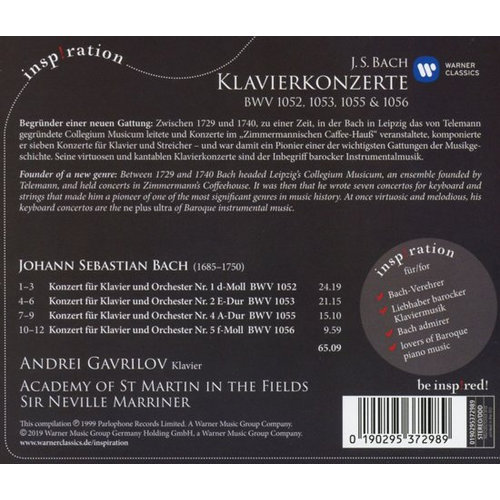 Erato/Warner Classics Kjeyboard Concertos Bwv 1052,1