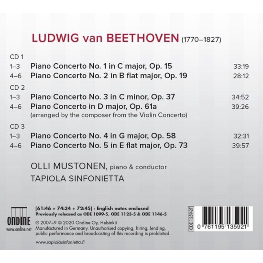 Ondine Beethoven: Complete Piano Concertos
