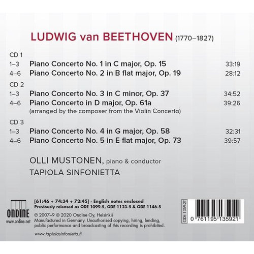 Ondine Beethoven: Complete Piano Concertos
