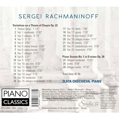 Piano Classics Rachmaninoff: Chopin Variations and Piano Sonata