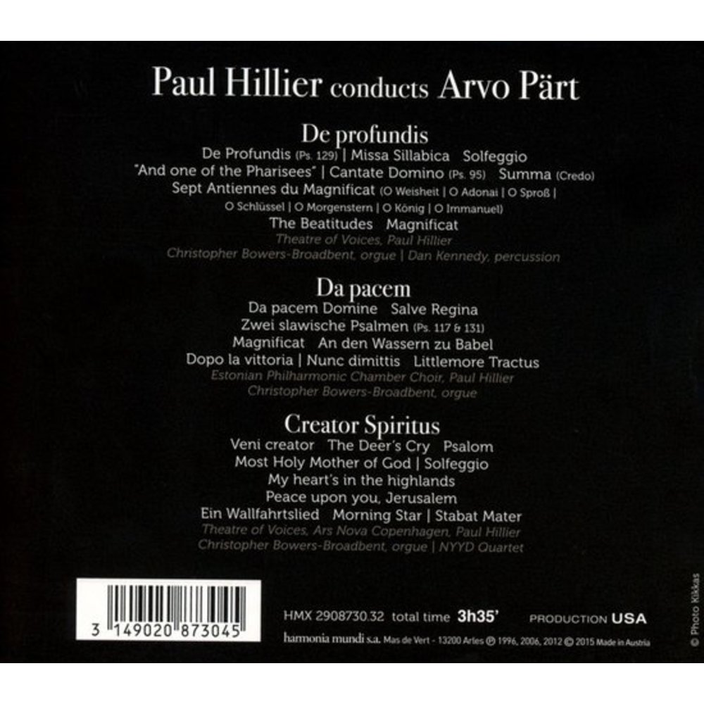 Harmonia Mundi Arvo Pärt conducted by Paul Hillier